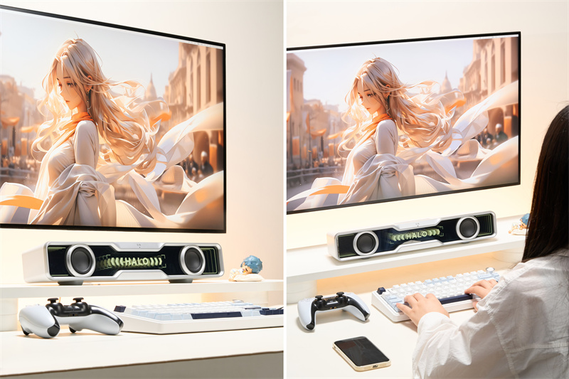 漫步者花再HaloSoundbar深渊电竞音箱解放双耳的暑假开黑神器！